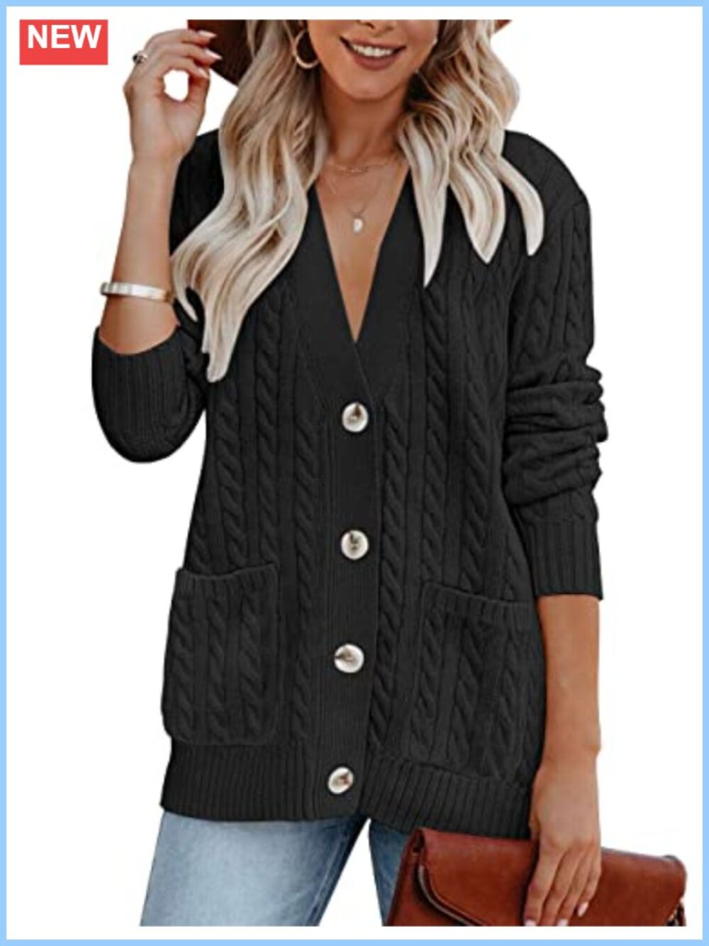 Cable Knit Button Up Oversized Cardigan Sweater